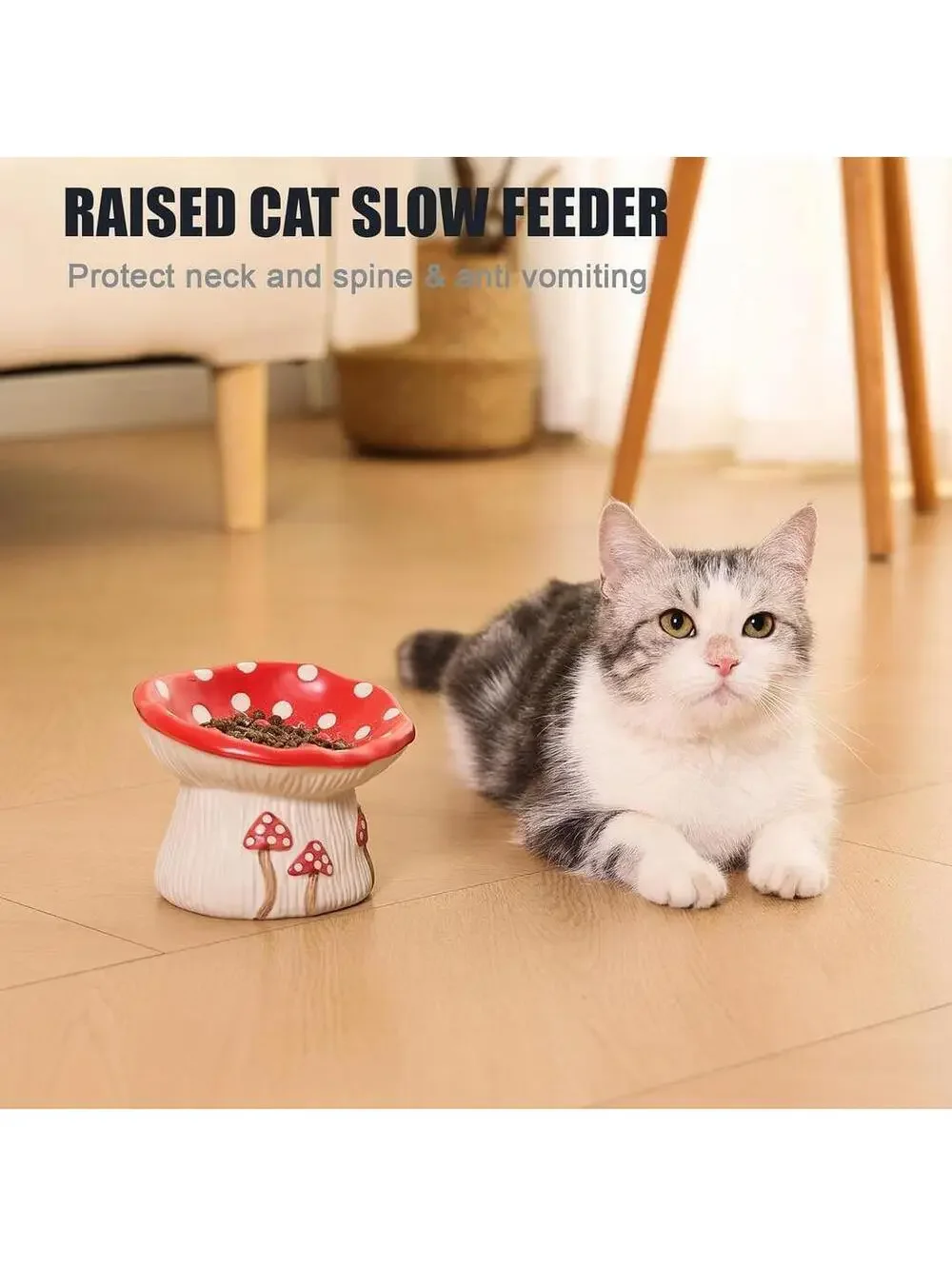 Mushroom Cat Dish Ceramic